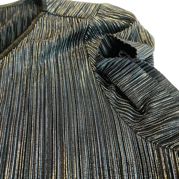 Jennifer Lopez Black Silver Metallic Shiny Short Sleeve Top Blouse Women Sz M - Picture 6 of 12